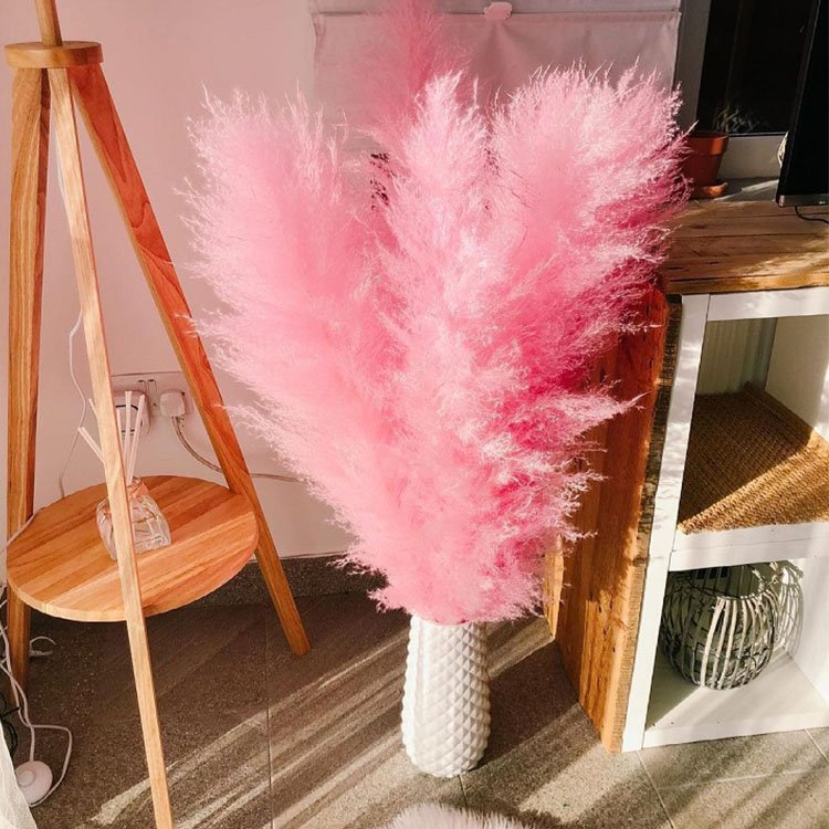 L-PP Wholesale Boho Wedding 120cm Tall Natural Dry Pampasgras Flower Beige Large Fluffy Dried Decor Pampas Grass for Sale