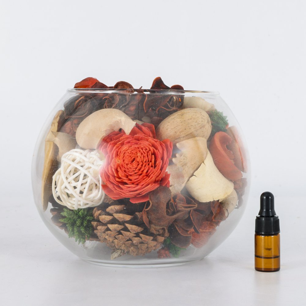 AROMA HOME Round Shape Glass Holder Decorative Bathroom Air Freshener Dried Flower Cotton Husk Fragrance Eternal Potpourri