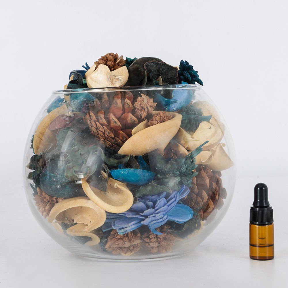 AROMA HOME Round Shape Glass Holder Decorative Bathroom Air Freshener Dried Flower Cotton Husk Fragrance Eternal Potpourri