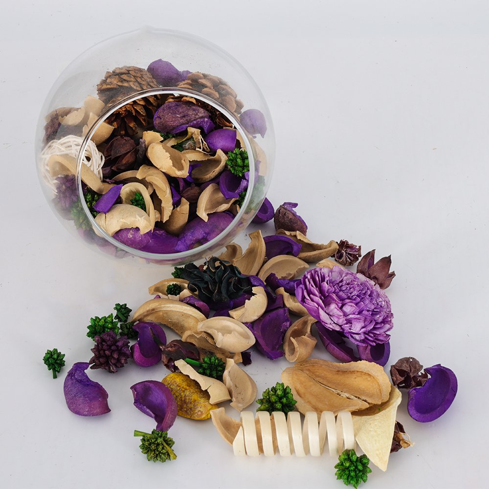 AROMA HOME Round Shape Glass Holder Decorative Bathroom Air Freshener Dried Flower Cotton Husk Fragrance Eternal Potpourri