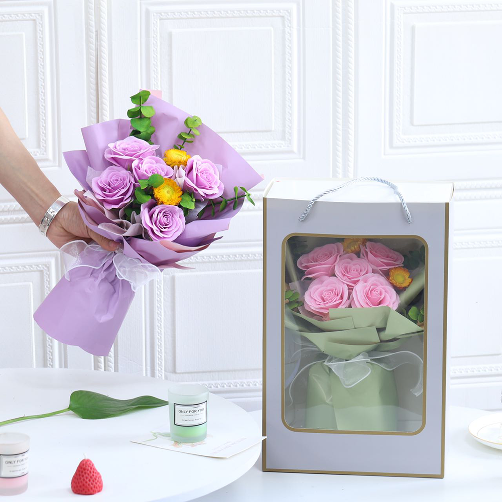 Customized Factory Supply Wholesale Artificial Soap Flower Bouquets Dried Preserved Flowers for Christmas Graduation Occasions