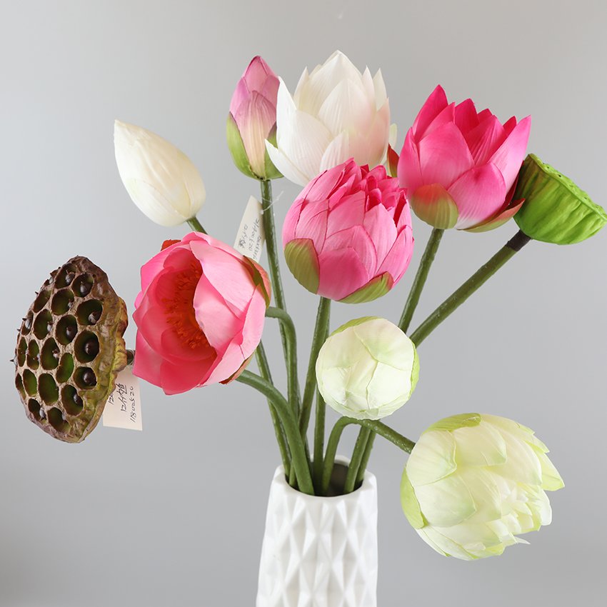Cheap home Interior Decoration Bouquet Artificial Flower Lotus For Wedding