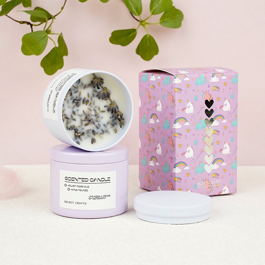 Wholesale Custom Home Decor Handmade Candles Luxury Lavender Dried Flower Travel Tin Soy Candle Scented Candles