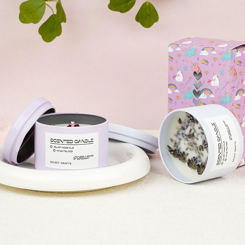 Wholesale Custom Home Decor Handmade Candles Luxury Lavender Dried Flower Travel Tin Soy Candle Scented Candles