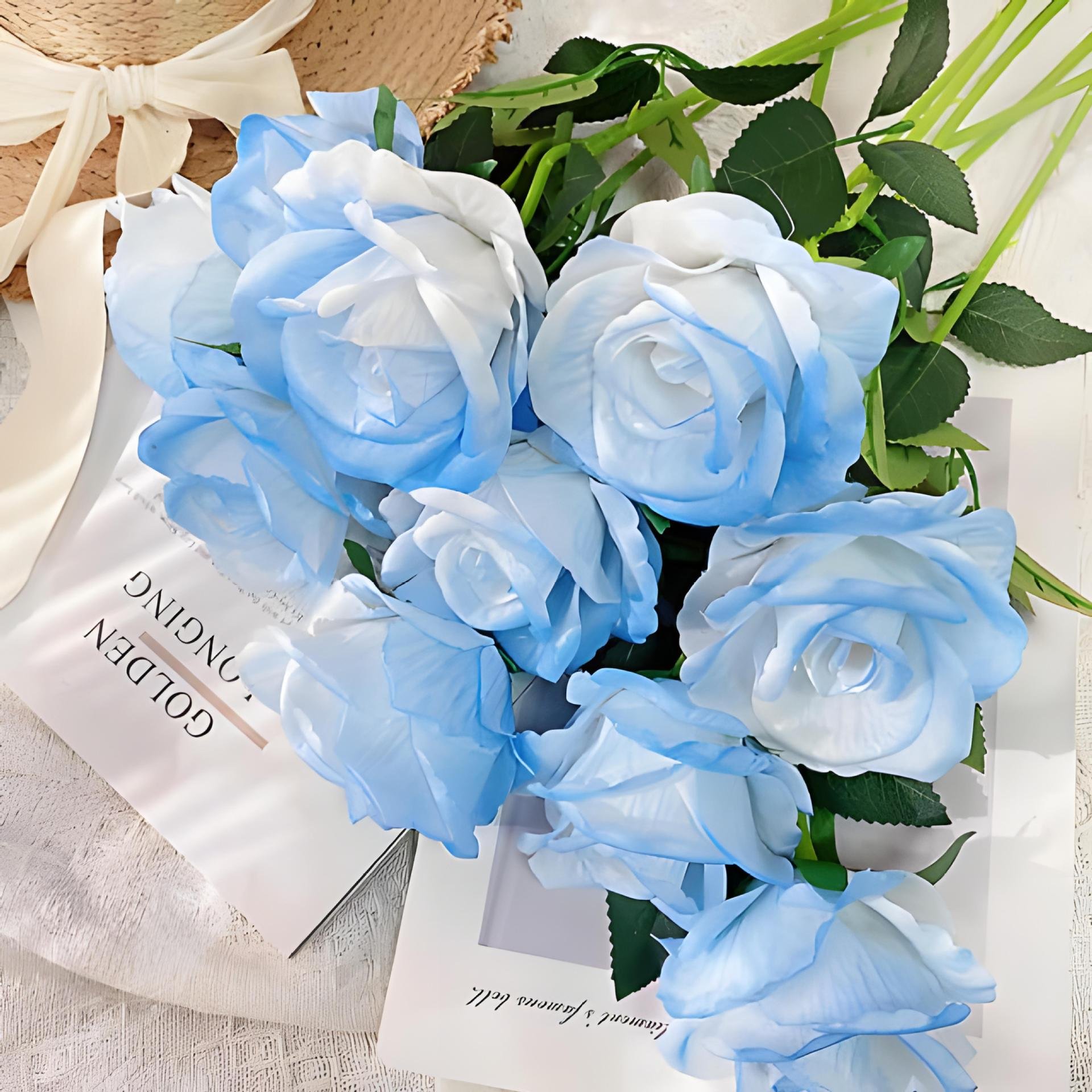 Artificial rose bouquet Silk flower Single flannel flower Living room wedding Valentine's Day decoration dried flowers