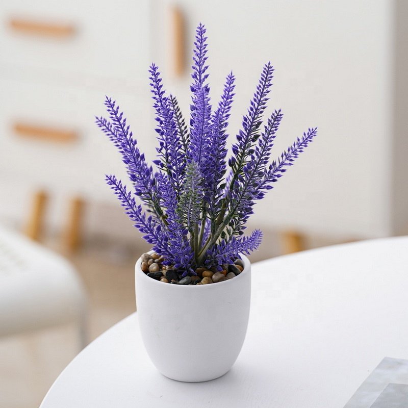 Hot Sale Artificial Lavender Potted Flowers Potted Lavender Flower Faux Flower Planter For Home Decor