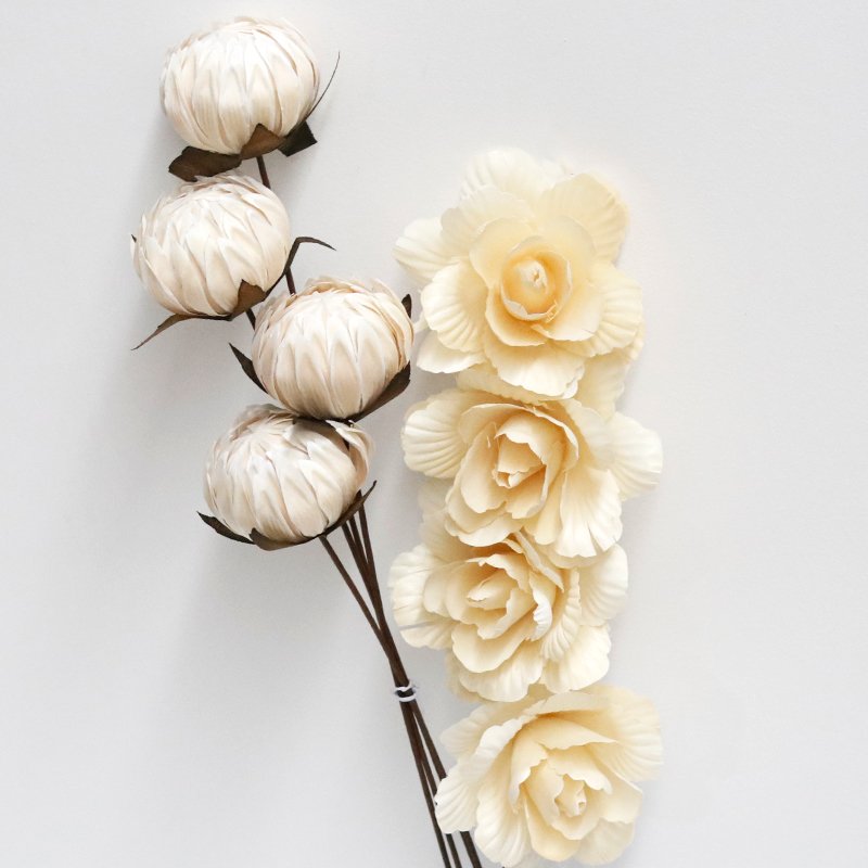 Brand New Cheap Handmade Artificial Preserved Real Flowers Dried Asian Peonies Wood Flowers Red White Flowers For Decoration