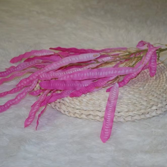 Wholesale Pink Decor Leather Flowers Nature Bean and Wedding Centerpiece Flower for Home and Wall Decor haricot