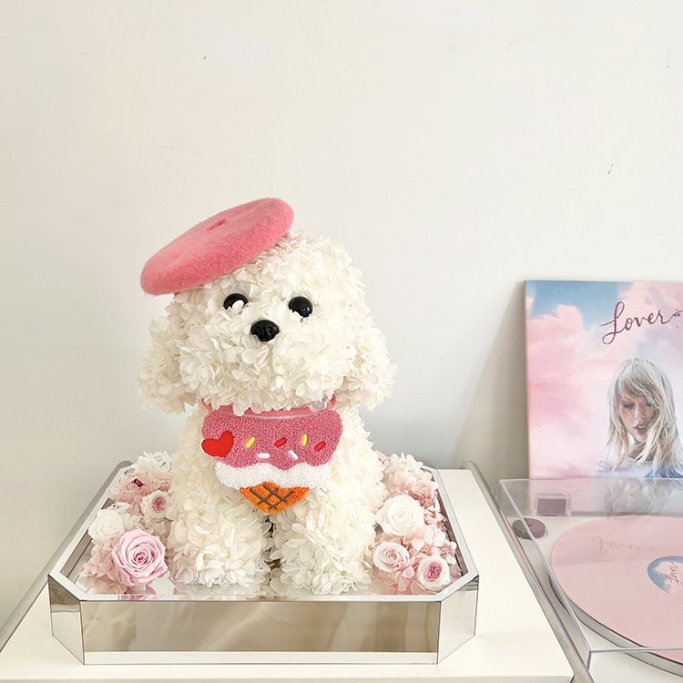 Cute Pet Eternal Flower Ornament Preserved Hydrangea Transparent Dry Flower Ornament For Gift Box