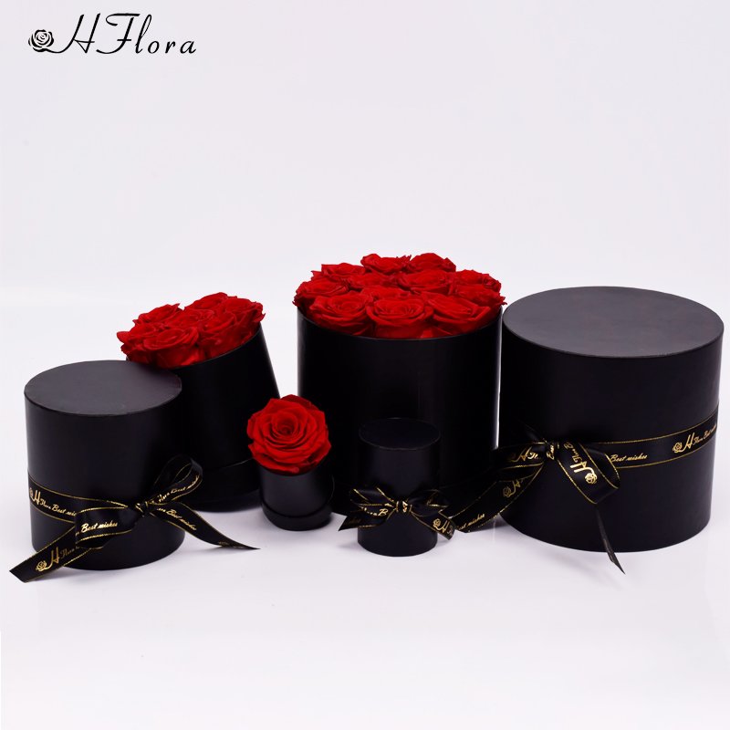 HFlora Factory Supplier Classic Red Real Roses Graduation Back to School Thanksgiving Day Gift Finished Preserved Rose Gift Box
