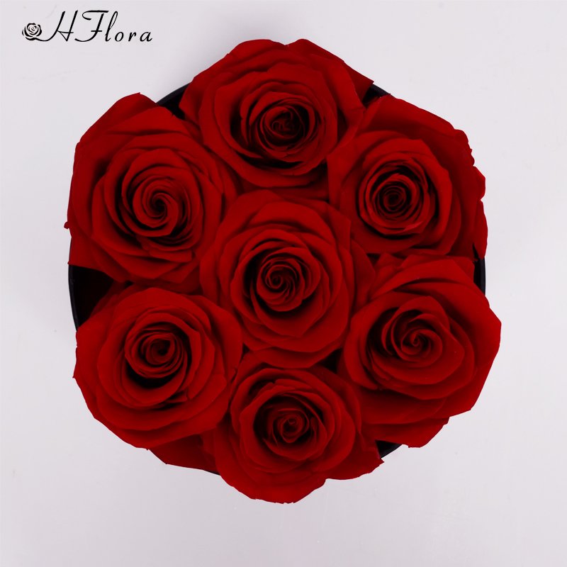 HFlora Factory Supplier Classic Red Real Roses Graduation Back to School Thanksgiving Day Gift Finished Preserved Rose Gift Box