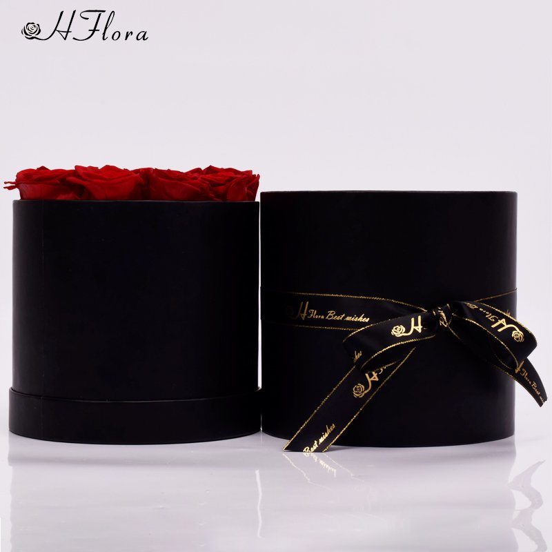 HFlora Factory Supplier Classic Red Real Roses Graduation Back to School Thanksgiving Day Gift Finished Preserved Rose Gift Box