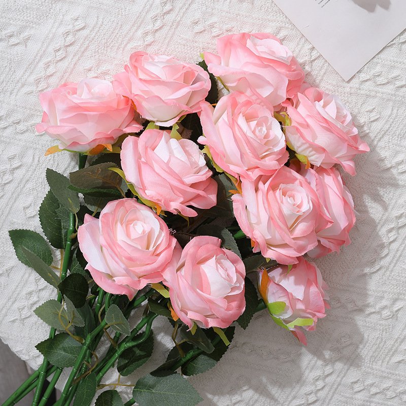 Artificial bouquet of roses crushed ice blue silk flowers for wedding decoration