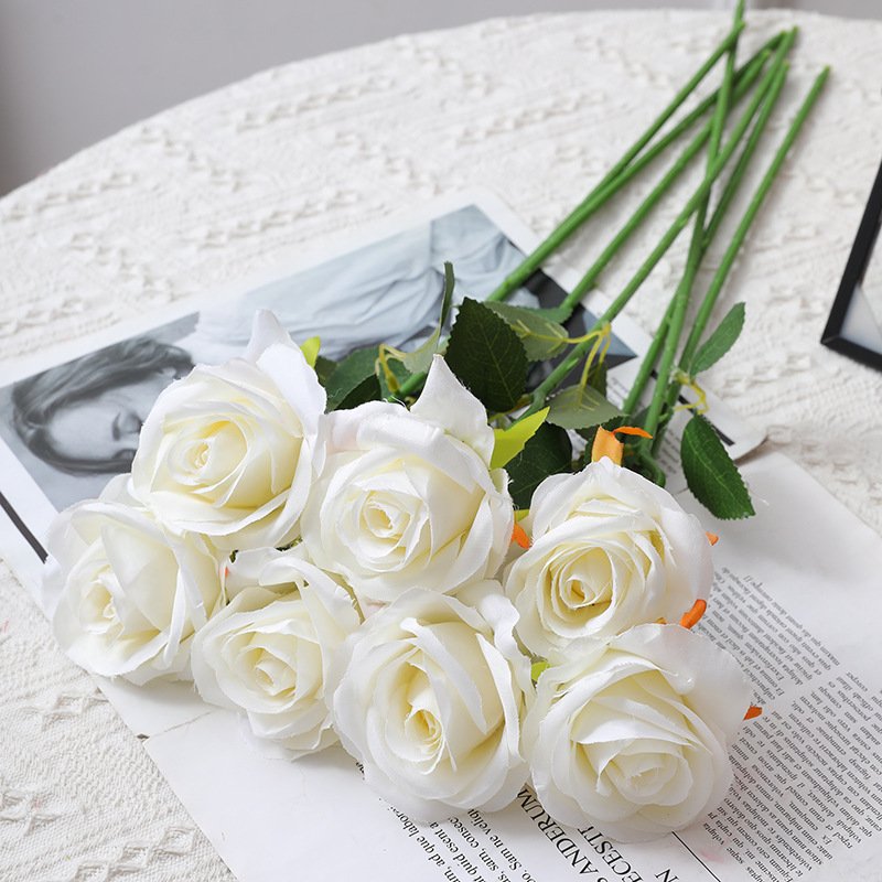 Artificial bouquet of roses crushed ice blue silk flowers for wedding decoration
