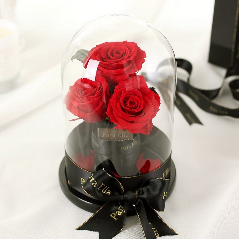 Wholesale Beauty Beast Belle Everlasting Decorative Flower Gift Box Forever Eternal Preserved Roses in Glass Dome