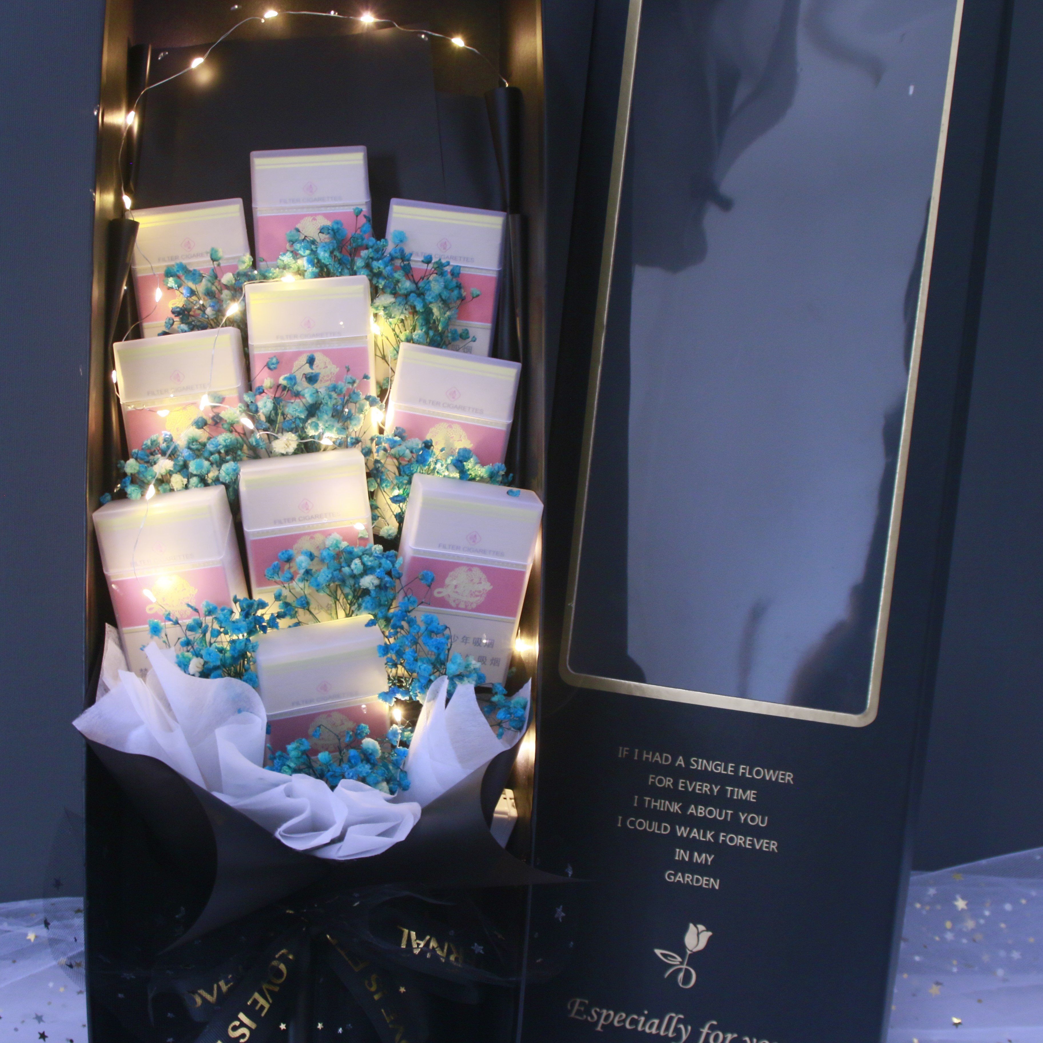 YX Exquisite Bouquet of Dried Gypsophila Cigarette Flowers New Design Elegant Gift Box Graduation Mother's Day Sending Boyfriend