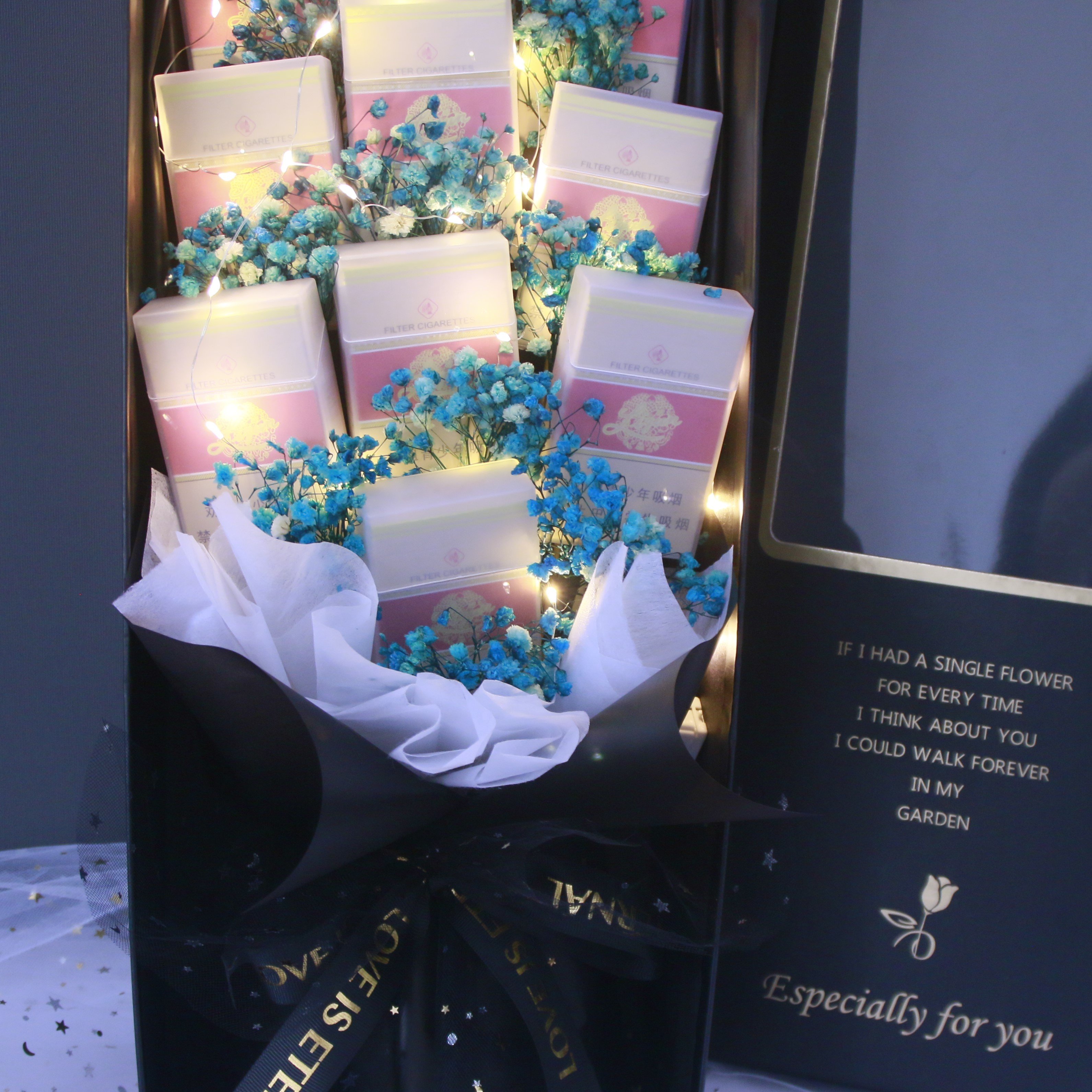 YX Exquisite Bouquet of Dried Gypsophila Cigarette Flowers New Design Elegant Gift Box Graduation Mother's Day Sending Boyfriend