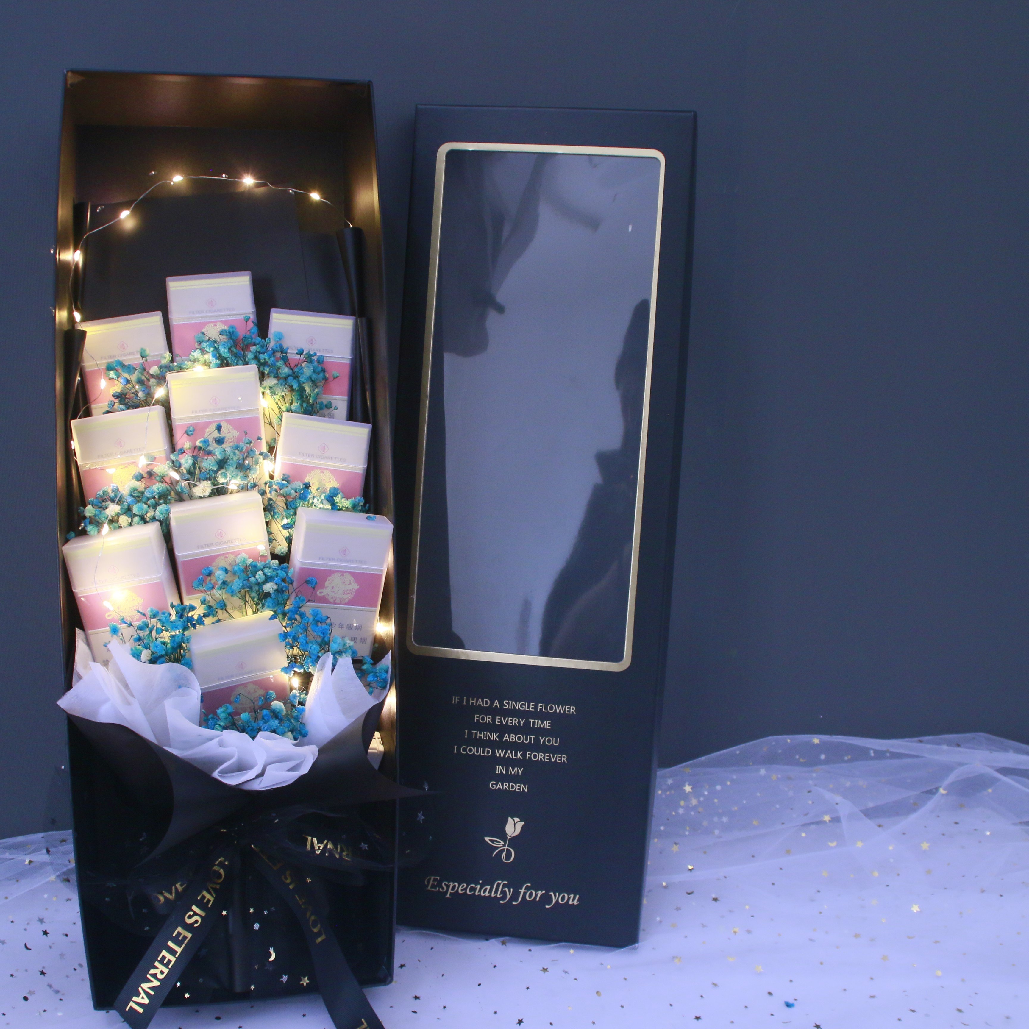 YX Exquisite Bouquet of Dried Gypsophila Cigarette Flowers New Design Elegant Gift Box Graduation Mother's Day Sending Boyfriend