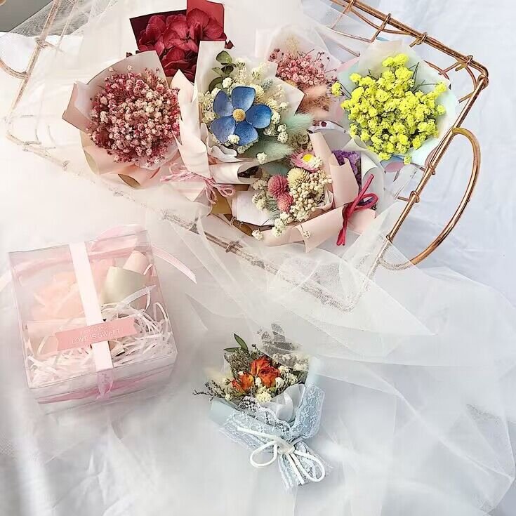 Factory Supply New Design Dry Flower Arrangement Valentines Bouquet Decor Naturally Dried Flowers Bouquet Flowers