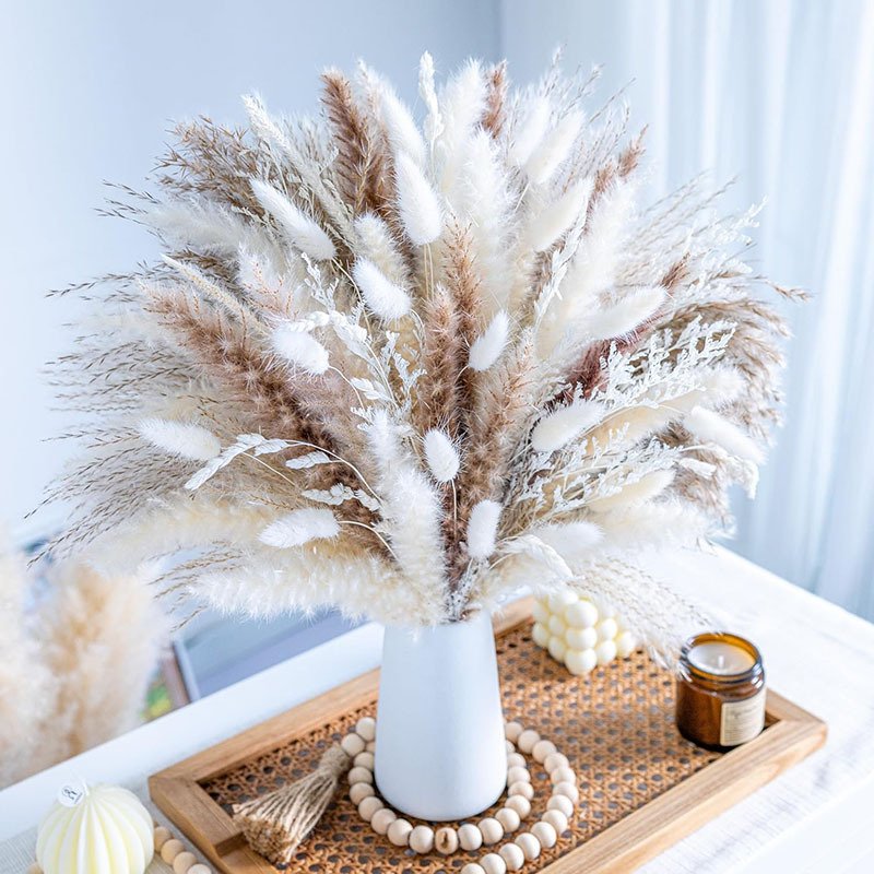 High Quality Bohemian flower arrangement Rabbit Tail Grass Dry Pampas Reed Grass for Home wedding New yearsDecorating