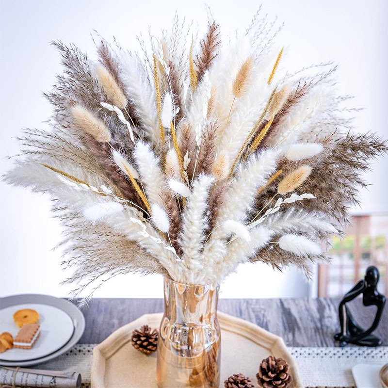 High Quality Bohemian flower arrangement Rabbit Tail Grass Dry Pampas Reed Grass for Home wedding New yearsDecorating