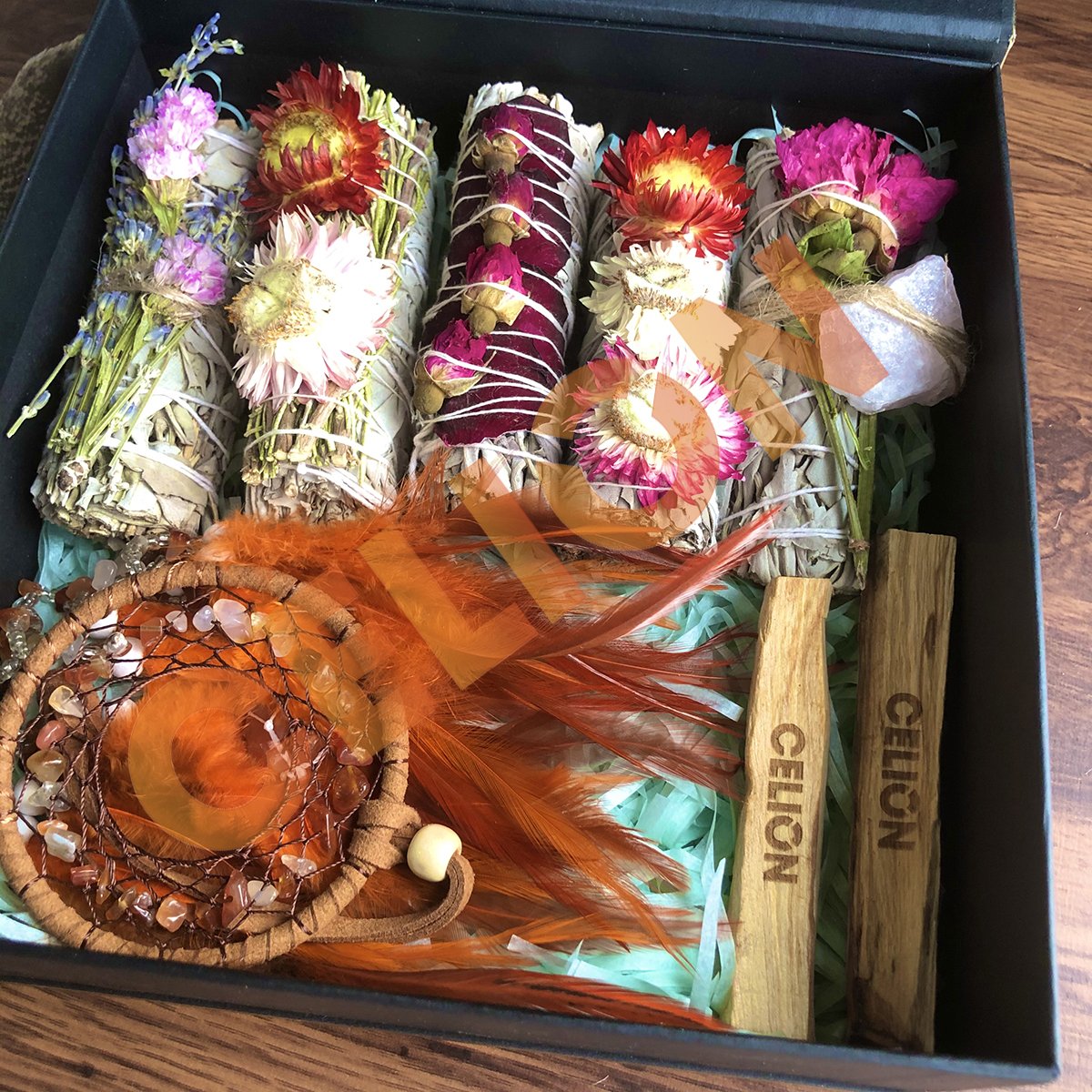 CELION White Sage Bundles Dried Herbs Flower For Smudging Natural Sage Floral Sticks Spiritual Cleansing Rose Sage Smudge Kit