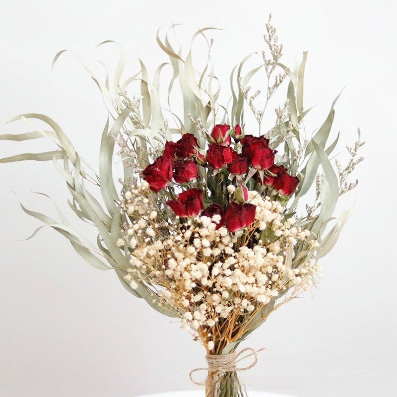 D70 100% Natural Flowers rose and Babys Breath for Decoration Mixed Dried Spray Rose Flower Bouquets