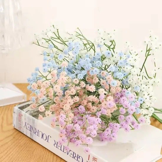 Hotel meeting room using colorful baby breath home decorative bouquet preserved gypsophila flower dried artificial flowers