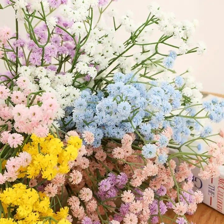 Hotel meeting room using colorful baby breath home decorative bouquet preserved gypsophila flower dried artificial flowers