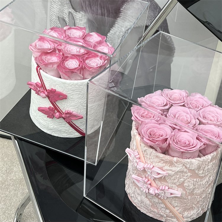 Wholesale Price Rose Bouquet Preserved Embracing Buckets Artificial Flowers Dried Flower Bouquet for Birthday Valentine's Day