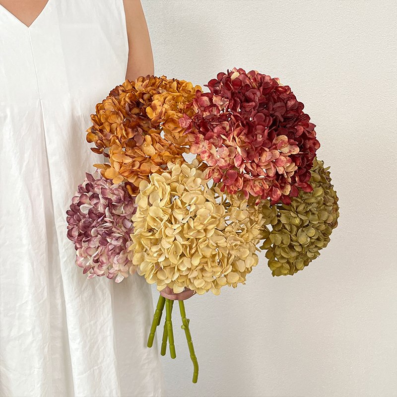 Hot Selling Luxury Silk Artificial Flower Hydrangea Bouquet For Wedding Arrangement