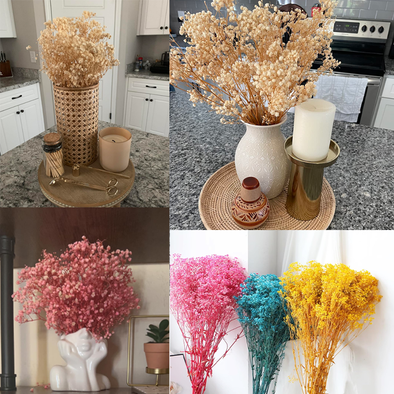 Dried Babys Breath Flowers Bulk Preserved Flower Natural Gypsophila Branches For Wedding
