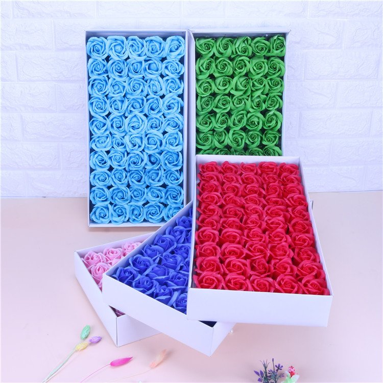 Rose Soap Flower Head Three Layer Water Flower with Base Rose Flower Simulation Fragrance Head Wholesale