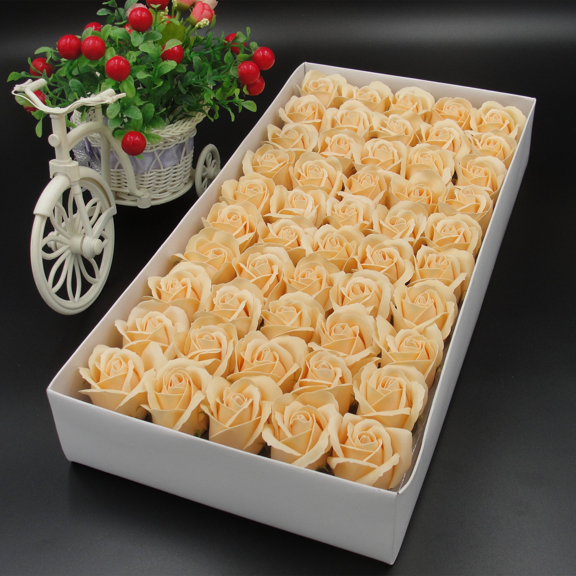 Rose Soap Flower Head Three Layer Water Flower with Base Rose Flower Simulation Fragrance Head Wholesale