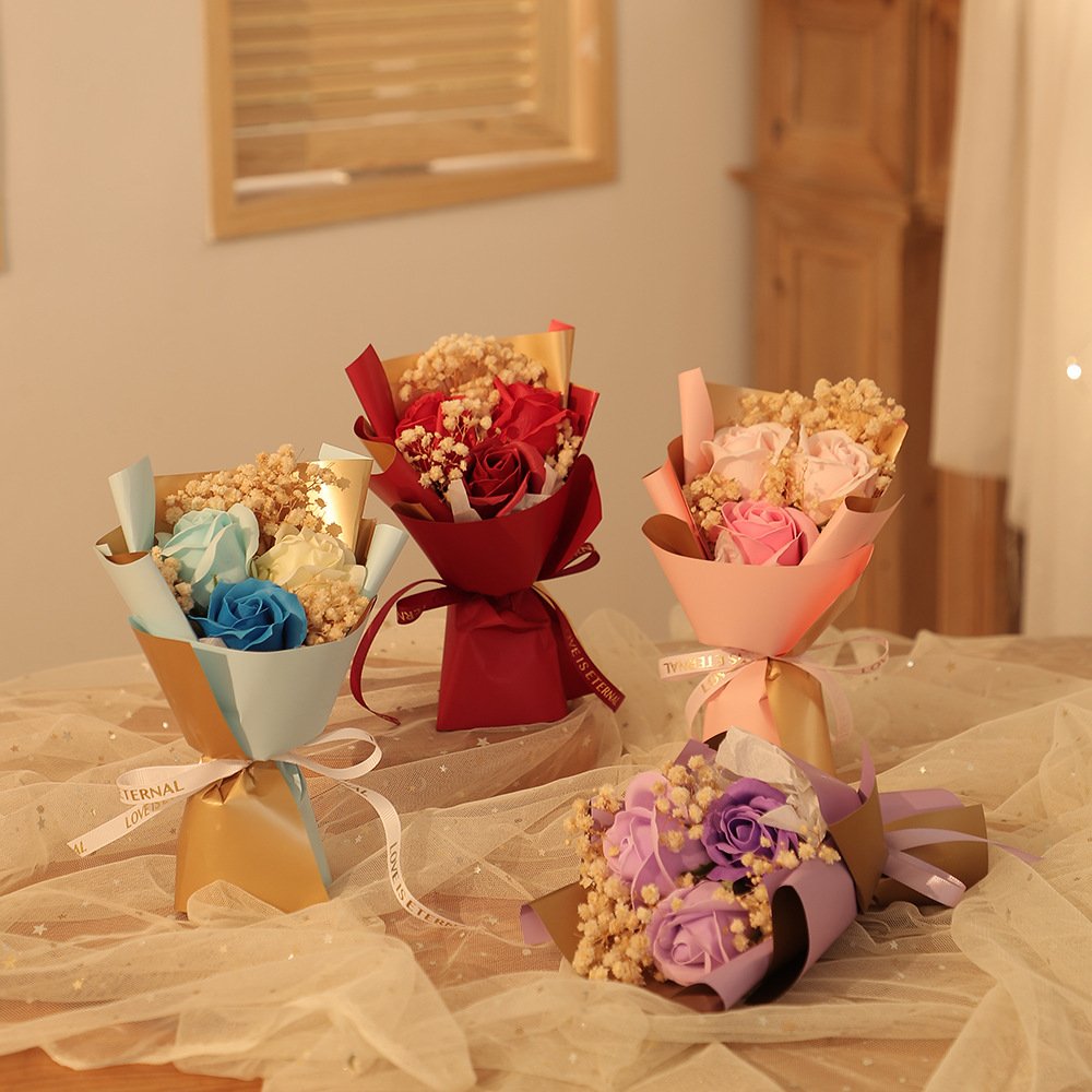 Bridal Rose Dried Flowers Starry Sky Bunches Preserved Fresh Flower Bouquet 2024 Decor Set Supplies Saint Valentines Day Gift