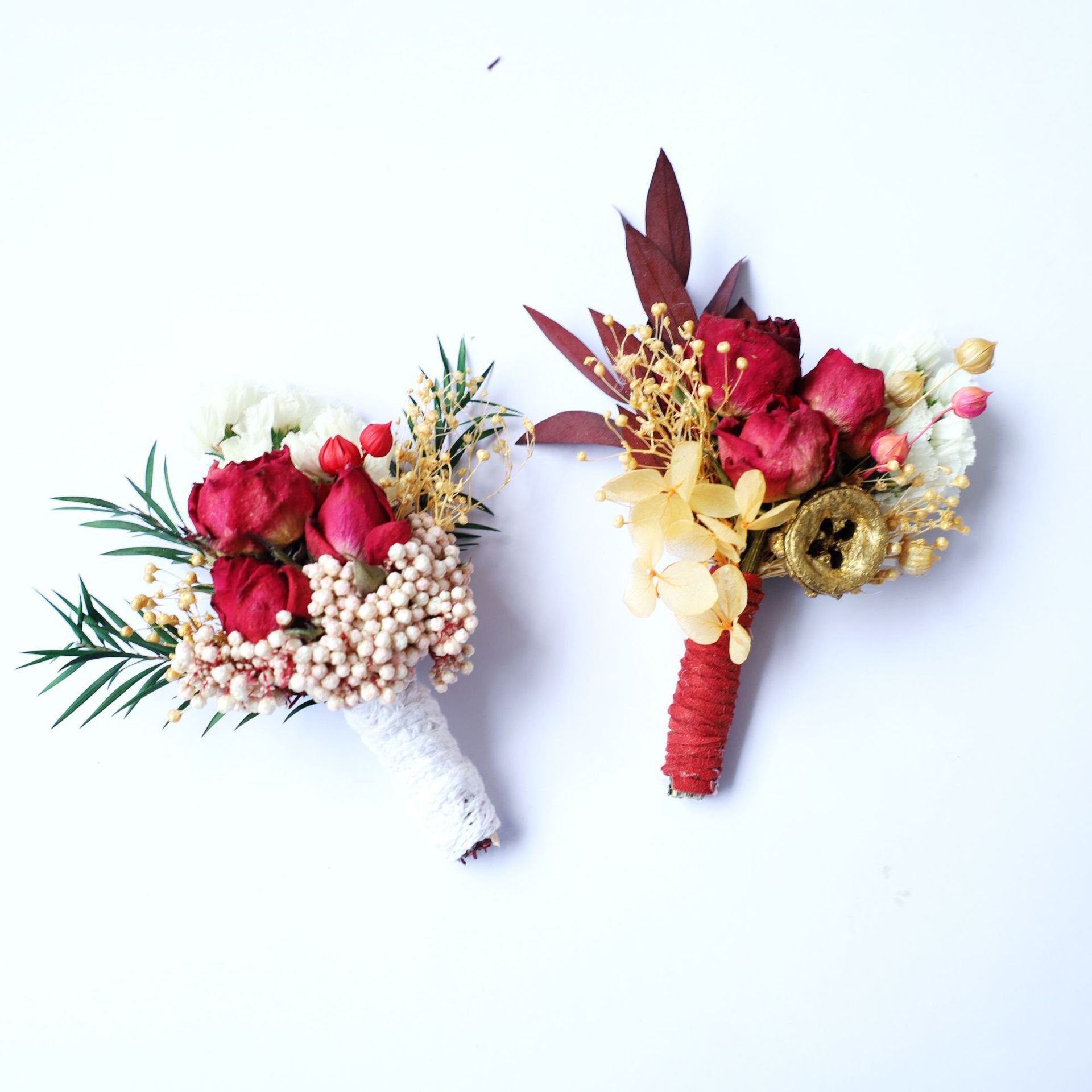Mini Bridal Bouquet Grooms Boutonniere Boho Decor Mini Dry Flower Bouquet Wrist Corsage Wedding Flowers