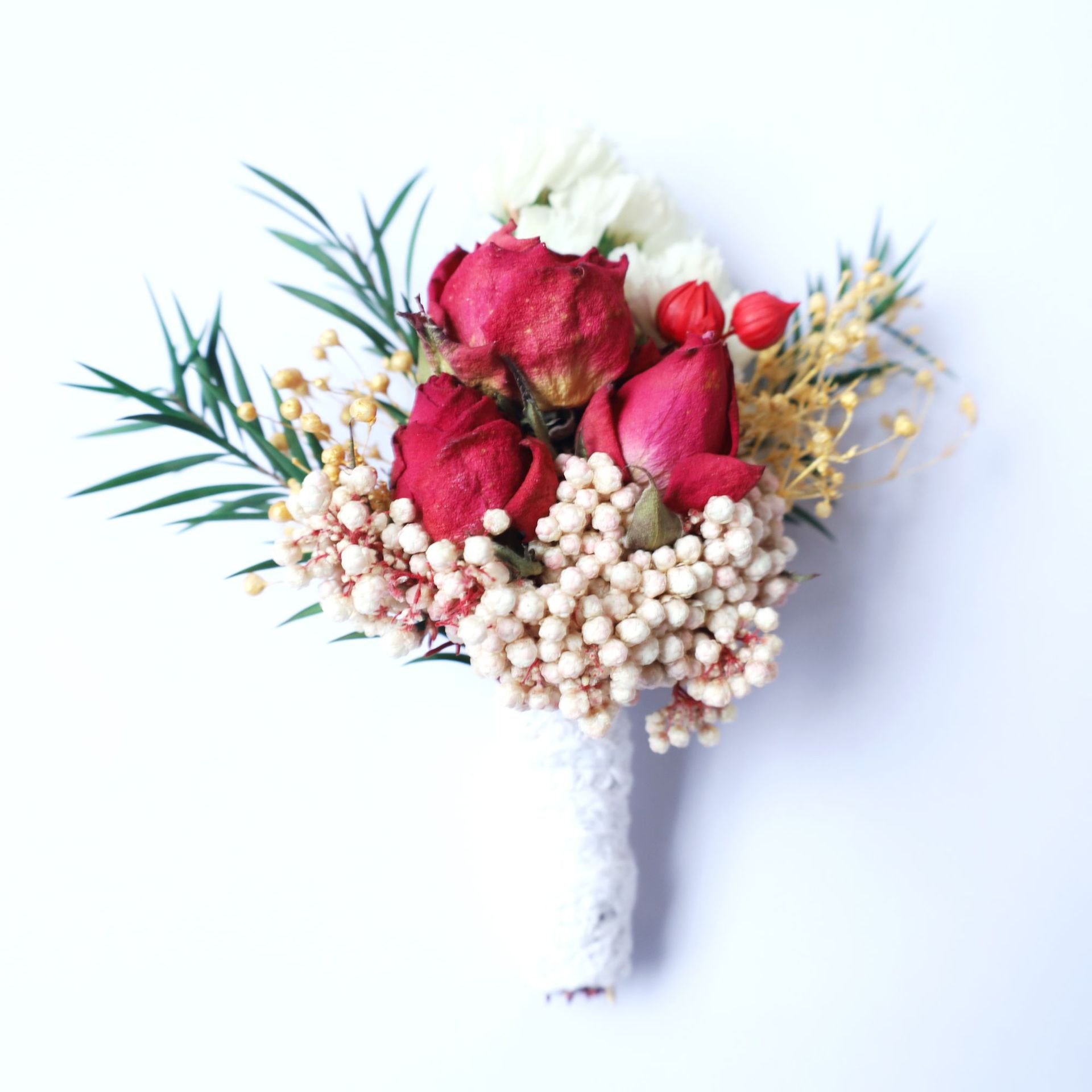 Mini Bridal Bouquet Grooms Boutonniere Boho Decor Mini Dry Flower Bouquet Wrist Corsage Wedding Flowers