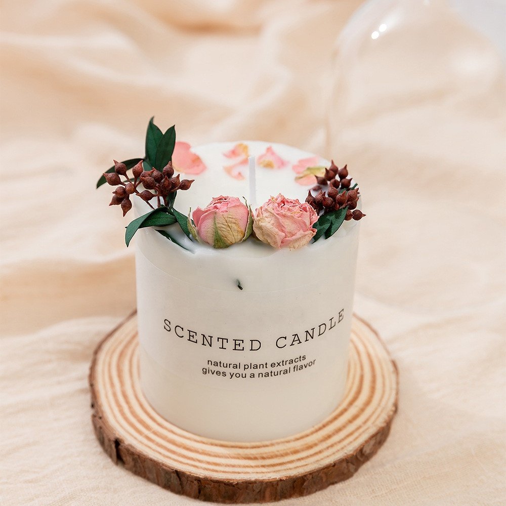 Wholesale Luxury Dried Flower Aromatherapy Fragrance Candle Soy Wax Scented Candle High Quality Custom
