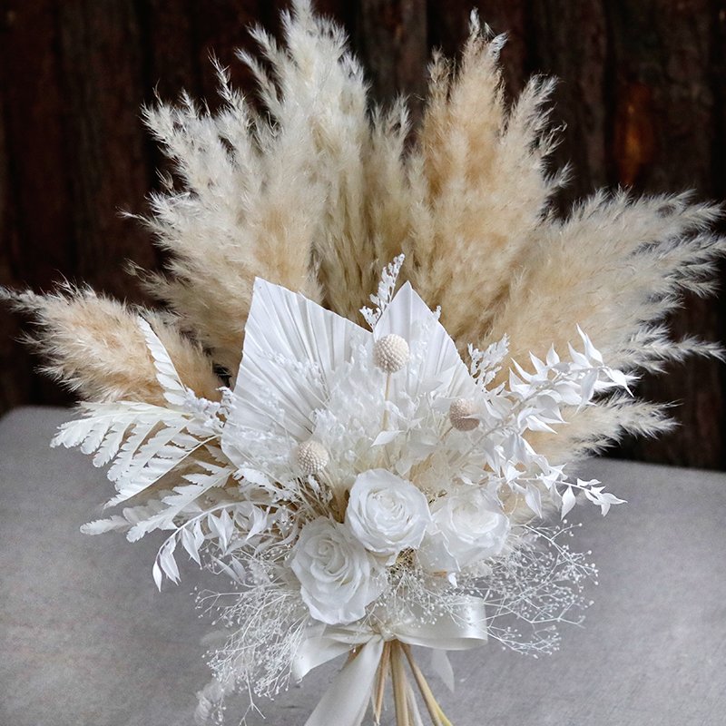 CH-062 Wholesale Recommend Preserved Rose dried Flower Bouquet Reed Pampas Grass Mixed For Home Decor Wedding Arrangement