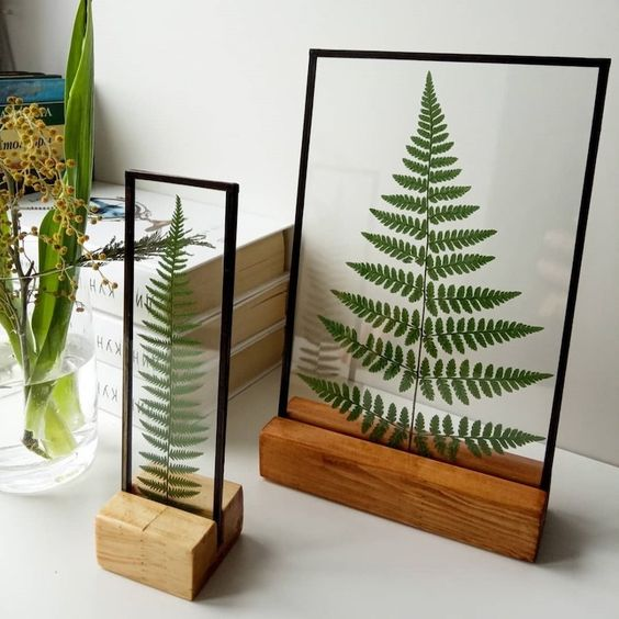 Creative Dried Plant Artist Arranges Pressed Flowers Glass Metal Eternal Frames with Wood Stand DIY Artwork Clear Shadow Box