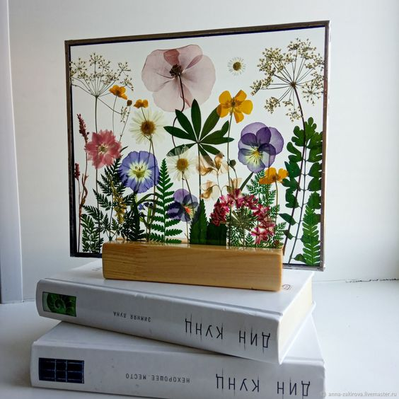Creative Dried Plant Artist Arranges Pressed Flowers Glass Metal Eternal Frames with Wood Stand DIY Artwork Clear Shadow Box