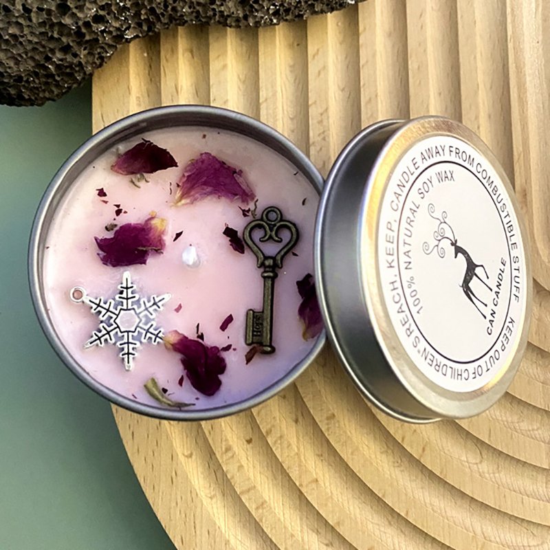Wholesale Luxury Home Decoration Gemstone Dried Flower Scented Candles Soy Wax Silver Can Tin Candle Jars With Lid