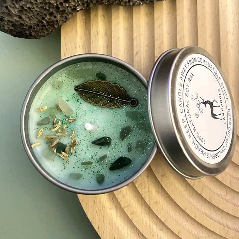 Wholesale Luxury Home Decoration Gemstone Dried Flower Scented Candles Soy Wax Silver Can Tin Candle Jars With Lid