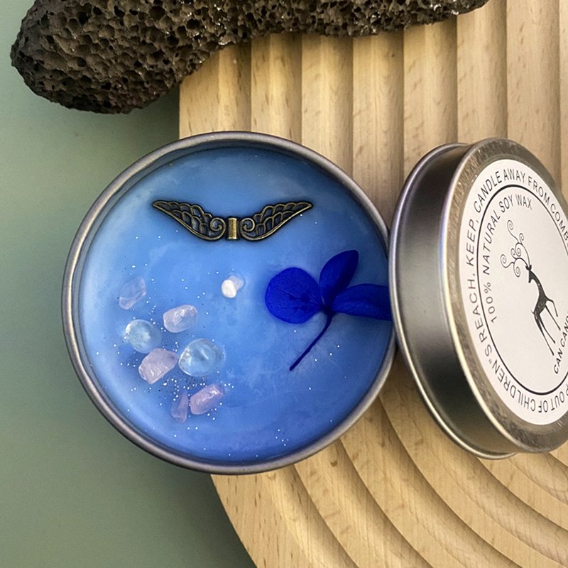 Wholesale Luxury Home Decoration Gemstone Dried Flower Scented Candles Soy Wax Silver Can Tin Candle Jars With Lid