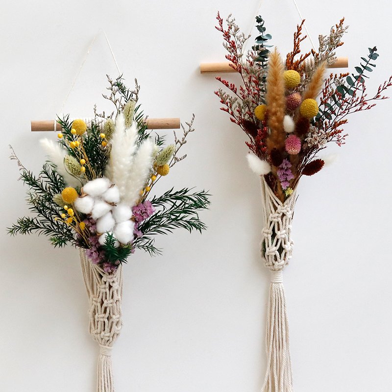 Dried flower tapestry bouquet roses dried eucalyptus leaves reed wall home decoration bouquet