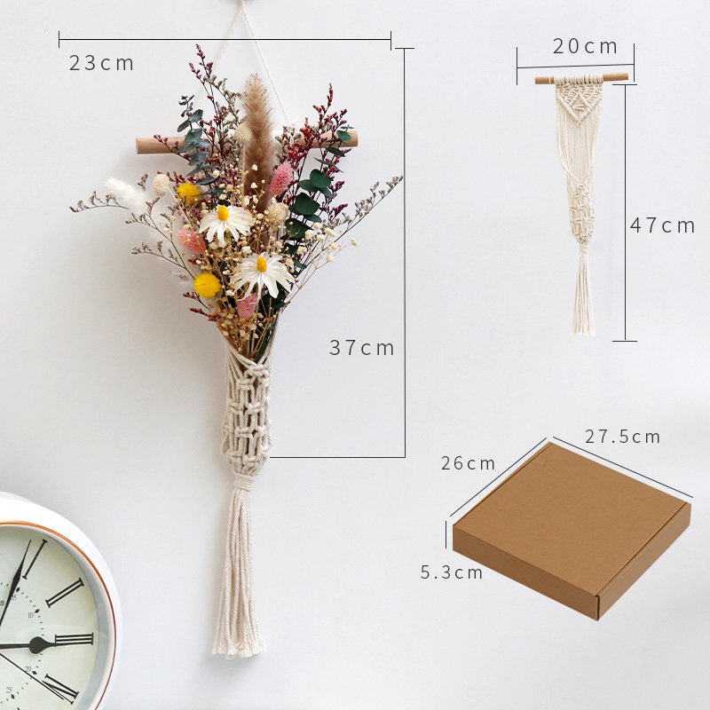 Dried flower tapestry bouquet roses dried eucalyptus leaves reed wall home decoration bouquet