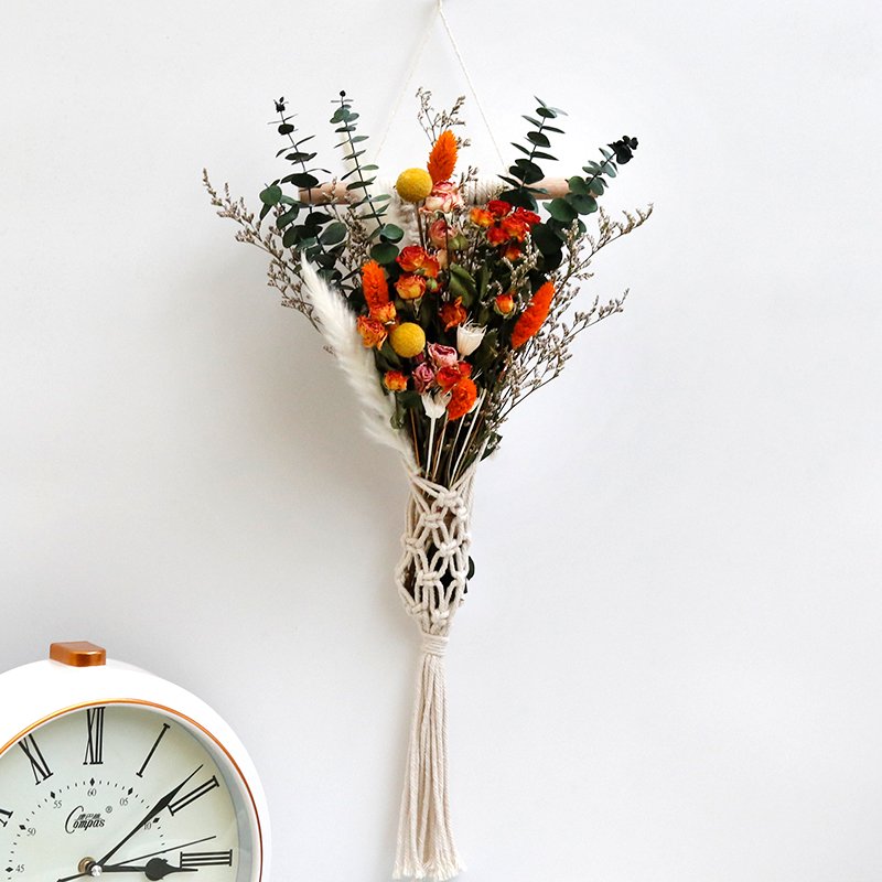 Dried flower tapestry bouquet roses dried eucalyptus leaves reed wall home decoration bouquet