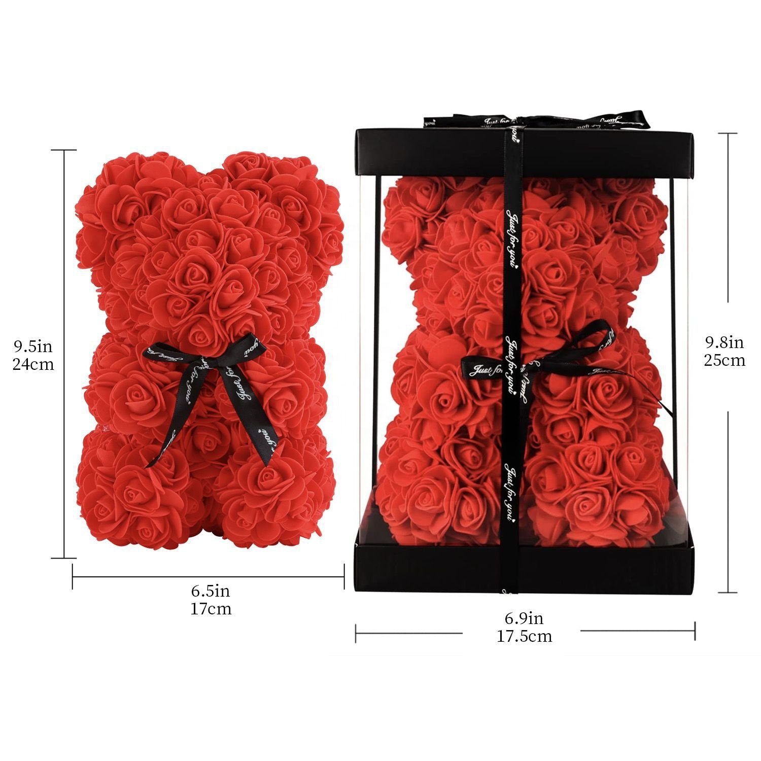 2024 Hot Selling Eternal Flower DIY PE Valentine's Day 25cm 40cm Decoration Teddy Rose Bear