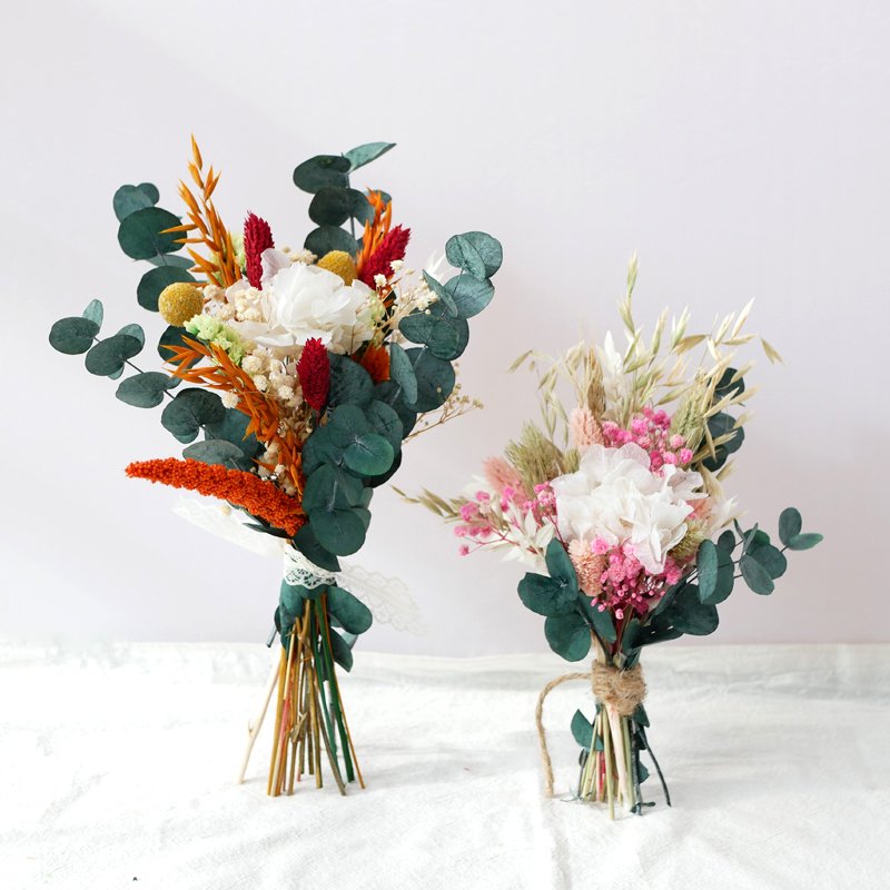 Dried Flower Small Bouquet OEM/ODM Vase Decor Boho Wedding Burnt Orange Preserved Eucalyptus Flowers Real Dried Flowers