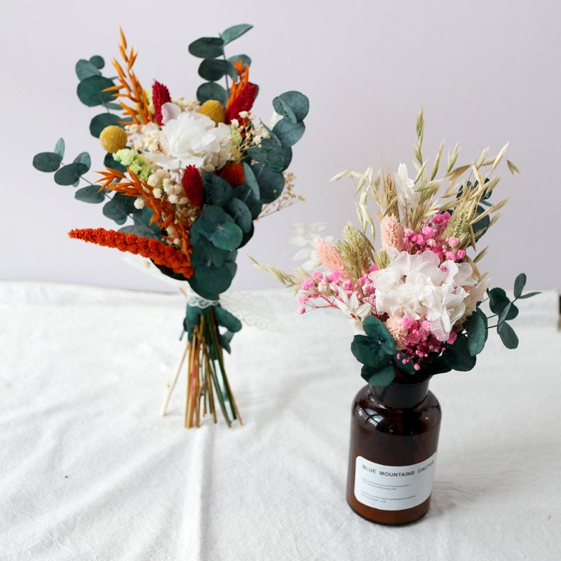 Dried Flower Small Bouquet OEM/ODM Vase Decor Boho Wedding Burnt Orange Preserved Eucalyptus Flowers Real Dried Flowers